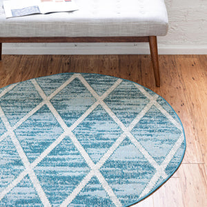 Light Blue 7' x 7' Starlight Round Area Rug 100% Polypropylene Visually Appealing Unique Carpet for Living Rooms, Bedroom, Dining, Office for Sale at Rug Engine