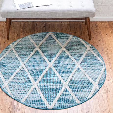 Light Blue 7' x 7' Starlight Round Area Rug 100% Polypropylene Visually Appealing Unique Carpet for Living Rooms, Bedroom, Dining, Office for Sale at Rug Engine