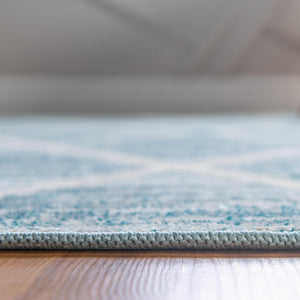 Light Blue 7' x 7' Starlight Round Area Rug 100% Polypropylene Visually Appealing Unique Carpet for Living Rooms, Bedroom, Dining, Office for Sale at Rug Engine