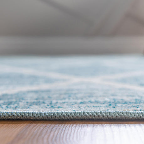 Light Blue 7' x 7' Starlight Round Area Rug 100% Polypropylene Visually Appealing Unique Carpet for Living Rooms, Bedroom, Dining, Office for Sale at Rug Engine
