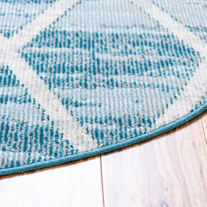 Light Blue 4' 1 x 4' 1 Starlight Round Area Rug 100% Polypropylene Visually Appealing Unique Carpet for Living Rooms, Bedroom, Dining, Office for Sale at Rug Engine