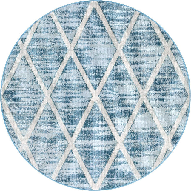 Light Blue 4' 1 x 4' 1 Starlight Round Area Rug 100% Polypropylene Visually Appealing Unique Carpet for Living Rooms, Bedroom, Dining, Office for Sale at Rug Engine