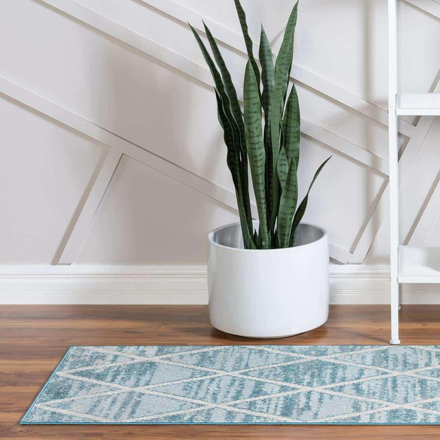 Light Blue 2' 2 x 6' 1 Starlight Runner Area Rug 100% Polypropylene Visually Appealing Unique Carpet for Living Rooms, Bedroom, Dining, Office for Sale at Rug Engine
