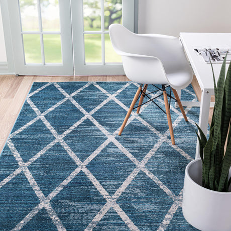 Navy Blue 4' 1 x 6' 1 Starlight Rectangle Area Rug 100% Polypropylene Visually Appealing Unique Carpet for Living Rooms, Bedroom, Dining, Office for Sale at Rug Engine