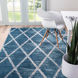Navy Blue 5' 1 x 8' Starlight Rectangle Area Rug 100% Polypropylene Visually Appealing Unique Carpet for Living Rooms, Bedroom, Dining, Office for Sale at Rug Engine