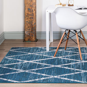 Navy Blue 4' 1 x 6' 1 Starlight Rectangle Area Rug 100% Polypropylene Visually Appealing Unique Carpet for Living Rooms, Bedroom, Dining, Office for Sale at Rug Engine