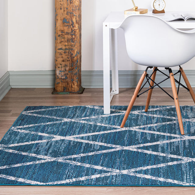 Navy Blue 5' 1 x 8' Starlight Rectangle Area Rug 100% Polypropylene Visually Appealing Unique Carpet for Living Rooms, Bedroom, Dining, Office for Sale at Rug Engine