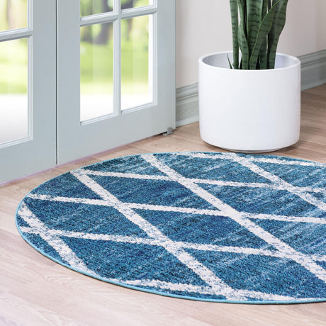 Navy Blue 4' 1 x 4' 1 Starlight Round Area Rug 100% Polypropylene Visually Appealing Unique Carpet for Living Rooms, Bedroom, Dining, Office for Sale at Rug Engine