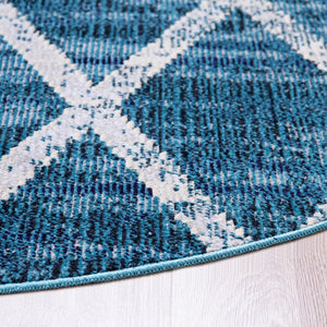 Navy Blue 7' x 7' Starlight Round Area Rug 100% Polypropylene Visually Appealing Unique Carpet for Living Rooms, Bedroom, Dining, Office for Sale at Rug Engine