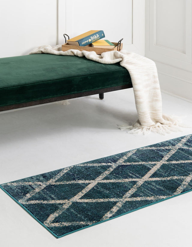 Navy Blue 2' 2 x 6' 1 Starlight Runner Area Rug 100% Polypropylene Visually Appealing Unique Carpet for Living Rooms, Bedroom, Dining, Office for Sale at Rug Engine