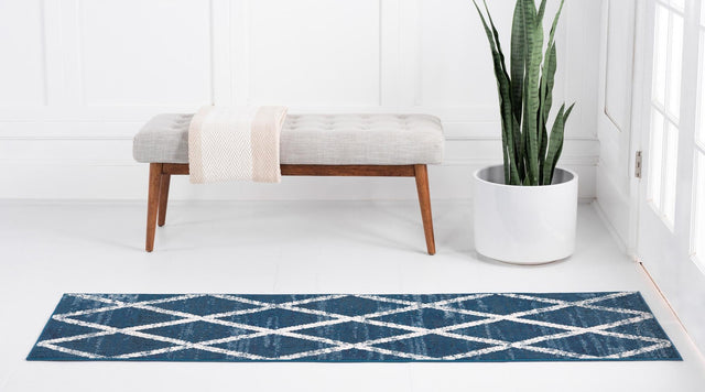 Navy Blue 2' 2 x 6' 1 Starlight Runner Area Rug 100% Polypropylene Visually Appealing Unique Carpet for Living Rooms, Bedroom, Dining, Office for Sale at Rug Engine