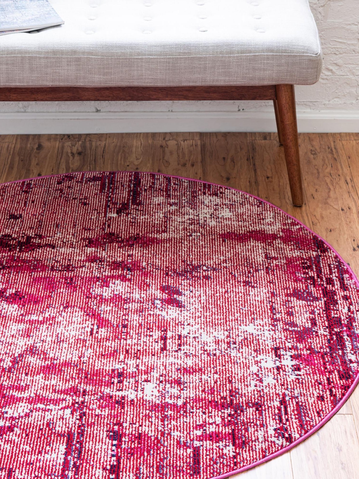 Red 7' x 7' Starlight Round Area Rug 100% Polypropylene Visually Appealing Unique Carpet for Living Rooms, Bedroom, Dining, Office for Sale at Rug Engine