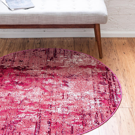 Red 7' x 7' Starlight Round Area Rug 100% Polypropylene Visually Appealing Unique Carpet for Living Rooms, Bedroom, Dining, Office for Sale at Rug Engine