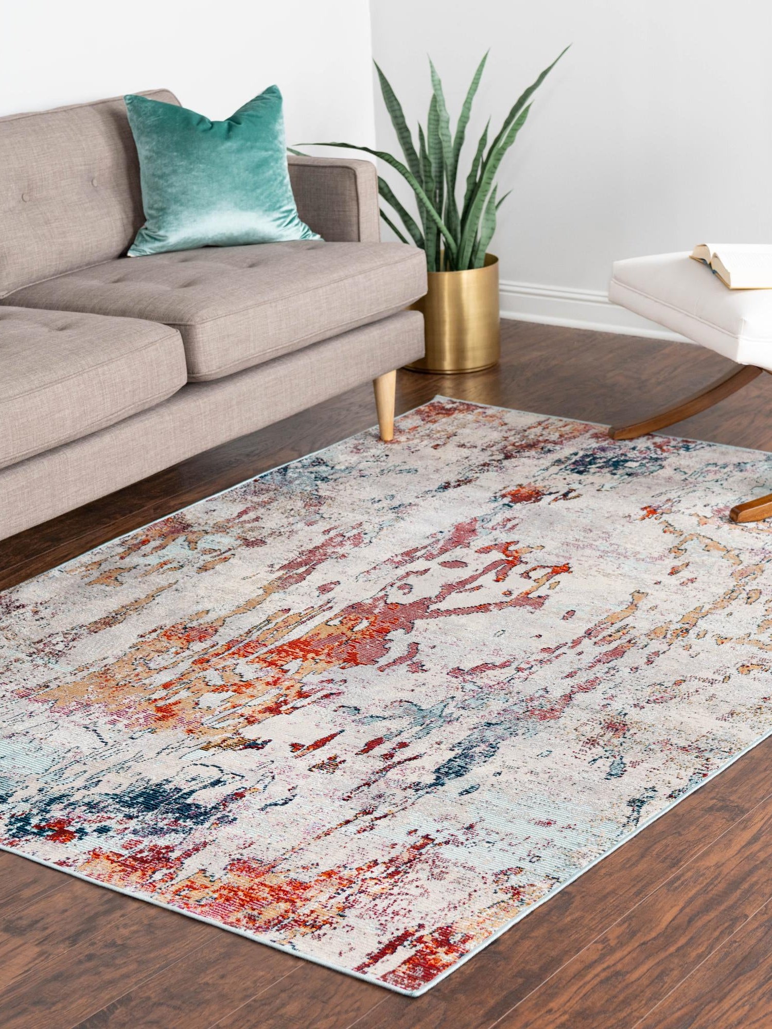 Gray 4' 1 x 6' 1 Starlight Rectangle Area Rug 100% Polypropylene Visually Appealing Unique Carpet for Living Rooms, Bedroom, Dining, Office for Sale at Rug Engine