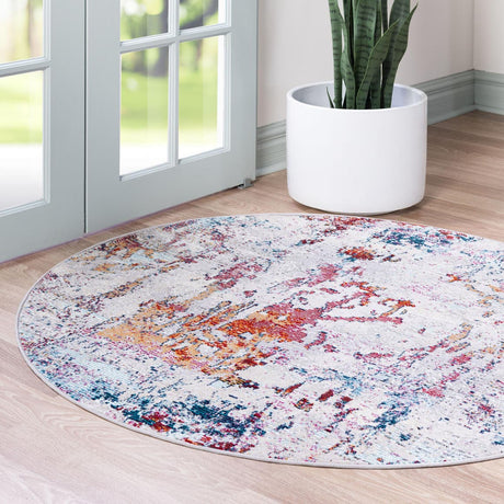 Gray 4' 1 x 4' 1 Starlight Round Area Rug 100% Polypropylene Visually Appealing Unique Carpet for Living Rooms, Bedroom, Dining, Office for Sale at Rug Engine