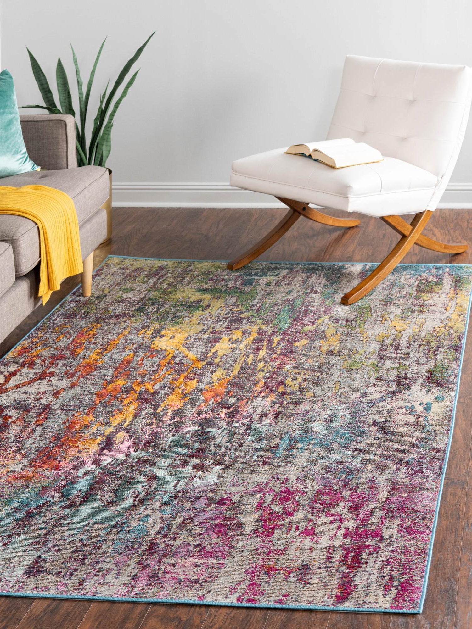Multicolor 5' 1 x 8' Starlight Rectangle Area Rug 100% Polypropylene Visually Appealing Unique Carpet for Living Rooms, Bedroom, Dining, Office for Sale at Rug Engine