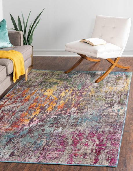 Multicolor 5' 1 x 8' Starlight Rectangle Area Rug 100% Polypropylene Visually Appealing Unique Carpet for Living Rooms, Bedroom, Dining, Office for Sale at Rug Engine
