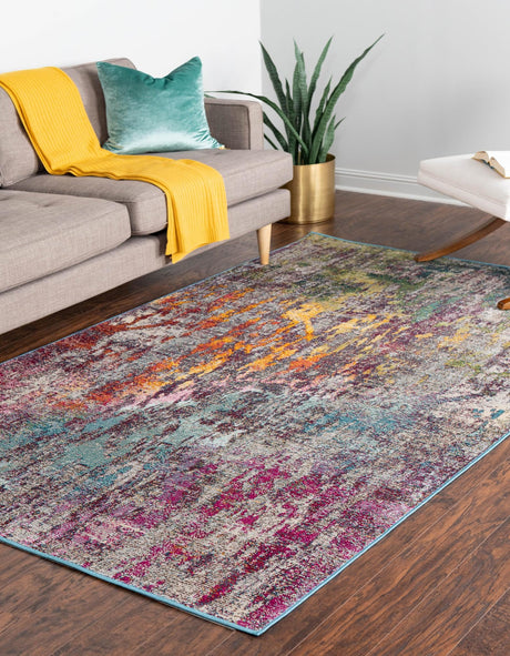 Multicolor 5' 1 x 8' Starlight Rectangle Area Rug 100% Polypropylene Visually Appealing Unique Carpet for Living Rooms, Bedroom, Dining, Office for Sale at Rug Engine