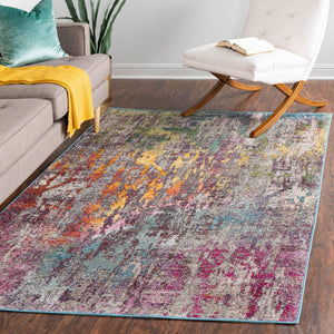 Multicolor 8' x 11' Starlight Rectangle Area Rug 100% Polypropylene Visually Appealing Unique Carpet for Living Rooms, Bedroom, Dining, Office for Sale at Rug Engine