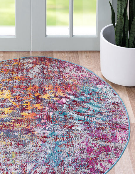 Multicolor 4' 1 x 4' 1 Starlight Round Area Rug 100% Polypropylene Visually Appealing Unique Carpet for Living Rooms, Bedroom, Dining, Office for Sale at Rug Engine