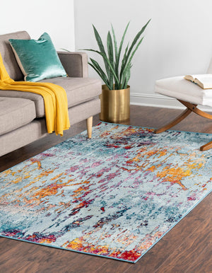 Blue and Multicolor 9' x 12' 2 Starlight Rectangle Area Rug 100% Polypropylene Visually Appealing Unique Carpet for Living Rooms, Bedroom, Dining, Office for Sale at Rug Engine