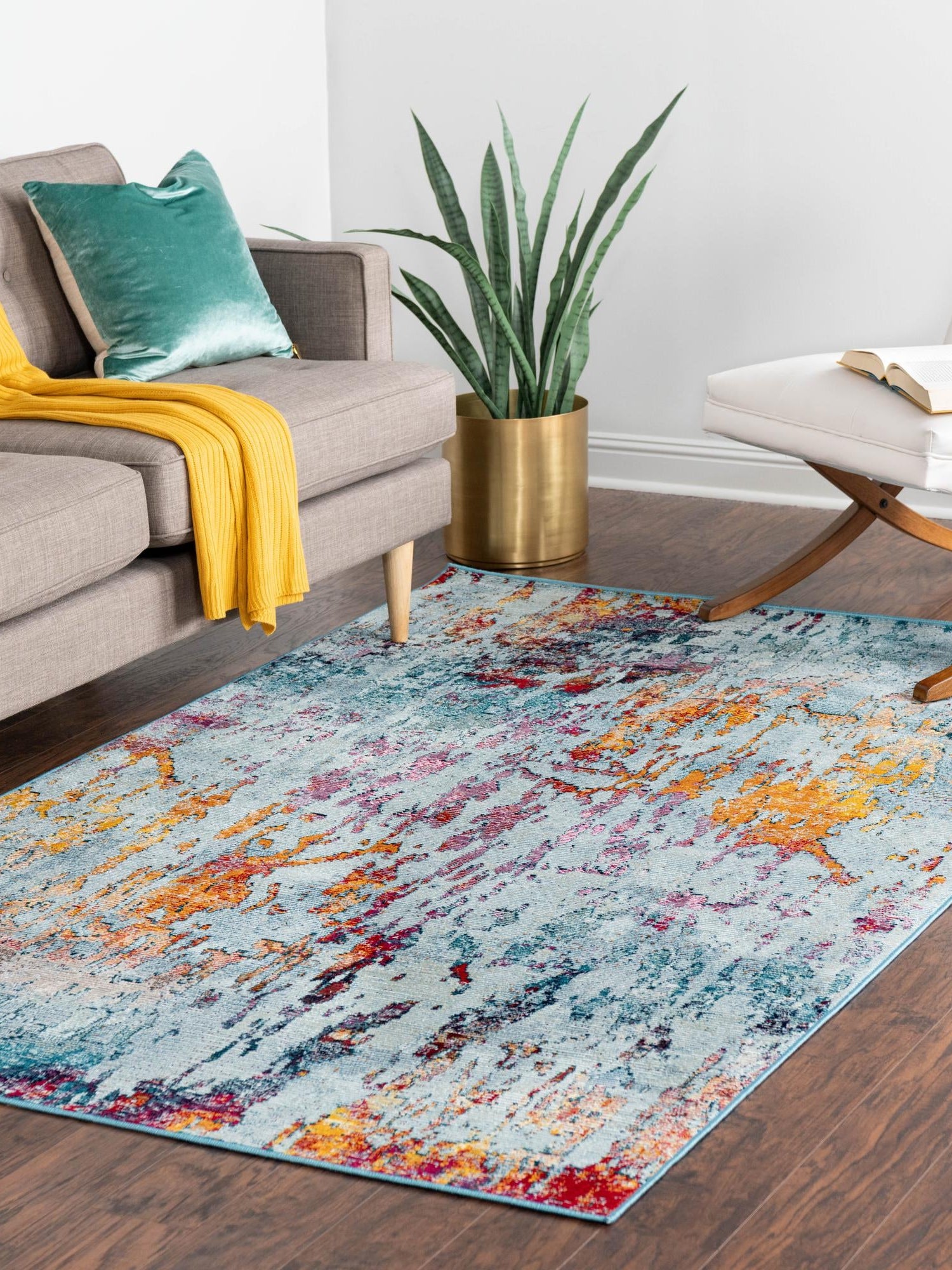 Blue and Multicolor 8' x 10' Starlight Rectangle Area Rug 100% Polypropylene Visually Appealing Unique Carpet for Living Rooms, Bedroom, Dining, Office for Sale at Rug Engine