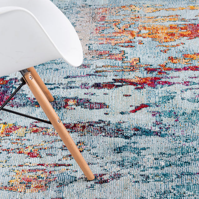 Blue and Multicolor 4' 1 x 6' 1 Starlight Rectangle Area Rug 100% Polypropylene Visually Appealing Unique Carpet for Living Rooms, Bedroom, Dining, Office for Sale at Rug Engine
