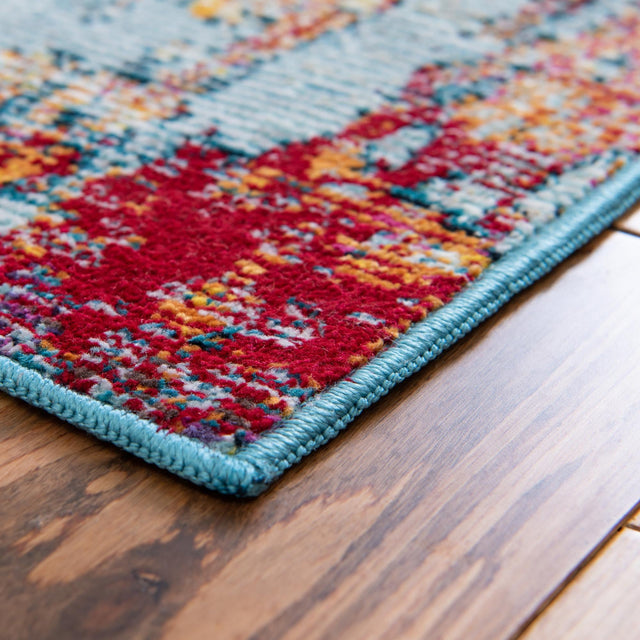 Blue and Multicolor 4' 1 x 6' 1 Starlight Rectangle Area Rug 100% Polypropylene Visually Appealing Unique Carpet for Living Rooms, Bedroom, Dining, Office for Sale at Rug Engine