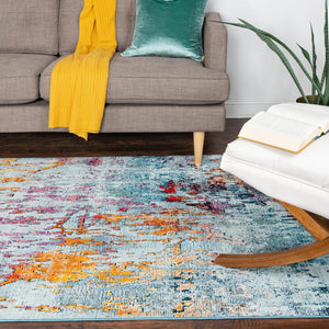 Blue and Multicolor 9' x 12' 2 Starlight Rectangle Area Rug 100% Polypropylene Visually Appealing Unique Carpet for Living Rooms, Bedroom, Dining, Office for Sale at Rug Engine