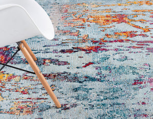 Blue and Multicolor 4' 1 x 4' 1 Starlight Round Area Rug 100% Polypropylene Visually Appealing Unique Carpet for Living Rooms, Bedroom, Dining, Office for Sale at Rug Engine