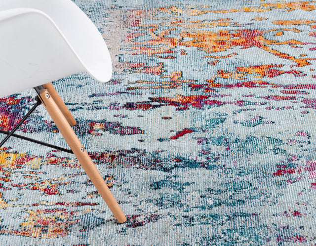 Blue and Multicolor 7' x 7' Starlight Round Area Rug 100% Polypropylene Visually Appealing Unique Carpet for Living Rooms, Bedroom, Dining, Office for Sale at Rug Engine