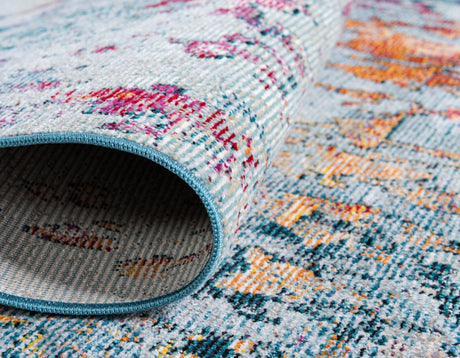 Blue and Multicolor 4' 1 x 4' 1 Starlight Round Area Rug 100% Polypropylene Visually Appealing Unique Carpet for Living Rooms, Bedroom, Dining, Office for Sale at Rug Engine