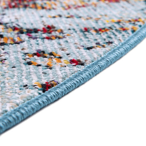 Blue and Multicolor 7' x 7' Starlight Round Area Rug 100% Polypropylene Visually Appealing Unique Carpet for Living Rooms, Bedroom, Dining, Office for Sale at Rug Engine