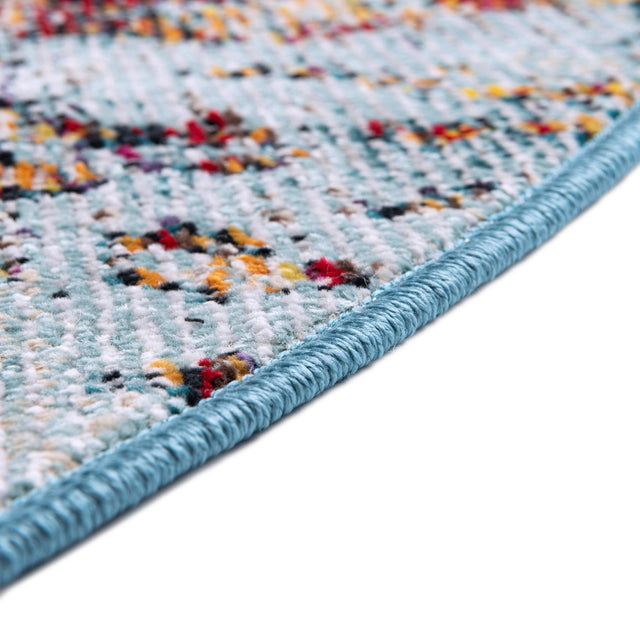 Blue and Multicolor 4' 1 x 4' 1 Starlight Round Area Rug 100% Polypropylene Visually Appealing Unique Carpet for Living Rooms, Bedroom, Dining, Office for Sale at Rug Engine