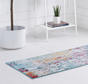 Blue and Multicolor 2' 2 x 6' 1 Starlight Runner Area Rug 100% Polypropylene Visually Appealing Unique Carpet for Living Rooms, Bedroom, Dining, Office for Sale at Rug Engine
