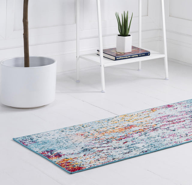 Blue and Multicolor 2' 2 x 6' 1 Starlight Runner Area Rug 100% Polypropylene Visually Appealing Unique Carpet for Living Rooms, Bedroom, Dining, Office for Sale at Rug Engine