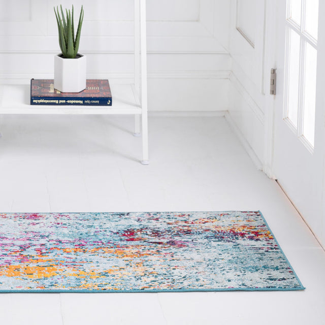 Blue and Multicolor 2' 2 x 6' 1 Starlight Runner Area Rug 100% Polypropylene Visually Appealing Unique Carpet for Living Rooms, Bedroom, Dining, Office for Sale at Rug Engine