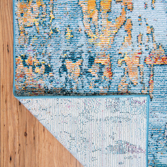 Blue and Multicolor 2' 2 x 6' 1 Starlight Runner Area Rug 100% Polypropylene Visually Appealing Unique Carpet for Living Rooms, Bedroom, Dining, Office for Sale at Rug Engine