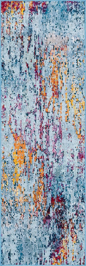 Blue and Multicolor 2' 2 x 6' 1 Starlight Runner Area Rug 100% Polypropylene Visually Appealing Unique Carpet for Living Rooms, Bedroom, Dining, Office for Sale at Rug Engine