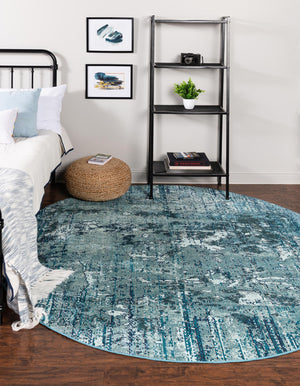 Blue 4' 1 x 4' 1 Starlight Round Area Rug 100% Polypropylene Visually Appealing Unique Carpet for Living Rooms, Bedroom, Dining, Office for Sale at Rug Engine