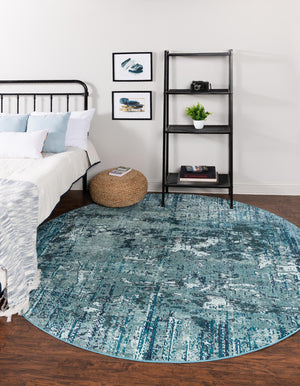 Blue 4' 1 x 4' 1 Starlight Round Area Rug 100% Polypropylene Visually Appealing Unique Carpet for Living Rooms, Bedroom, Dining, Office for Sale at Rug Engine