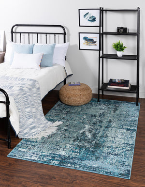 Blue 4' 1 x 6' 1 Starlight Rectangle Area Rug 100% Polypropylene Visually Appealing Unique Carpet for Living Rooms, Bedroom, Dining, Office for Sale at Rug Engine