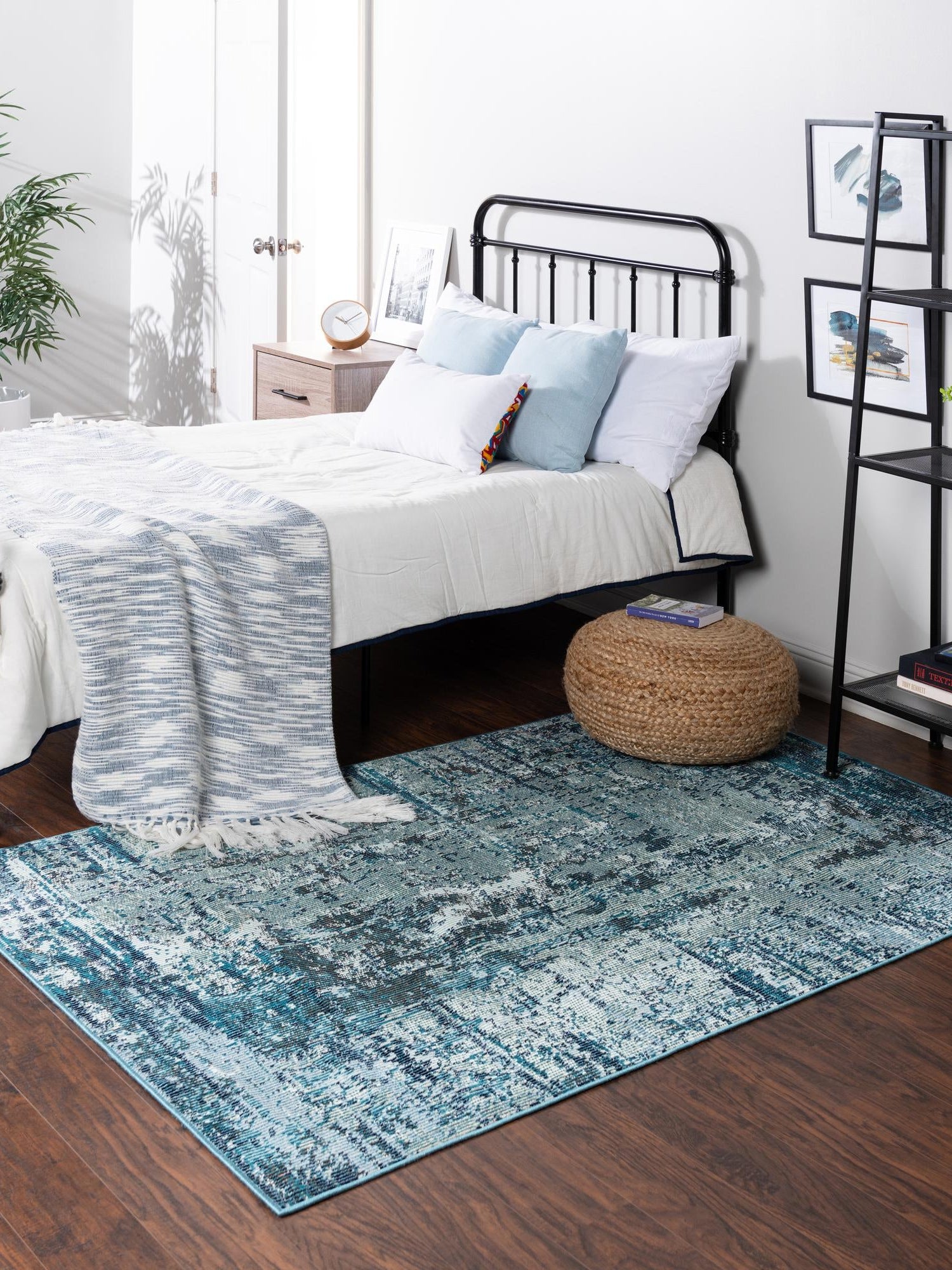 Blue 4' 1 x 6' 1 Starlight Rectangle Area Rug 100% Polypropylene Visually Appealing Unique Carpet for Living Rooms, Bedroom, Dining, Office for Sale at Rug Engine
