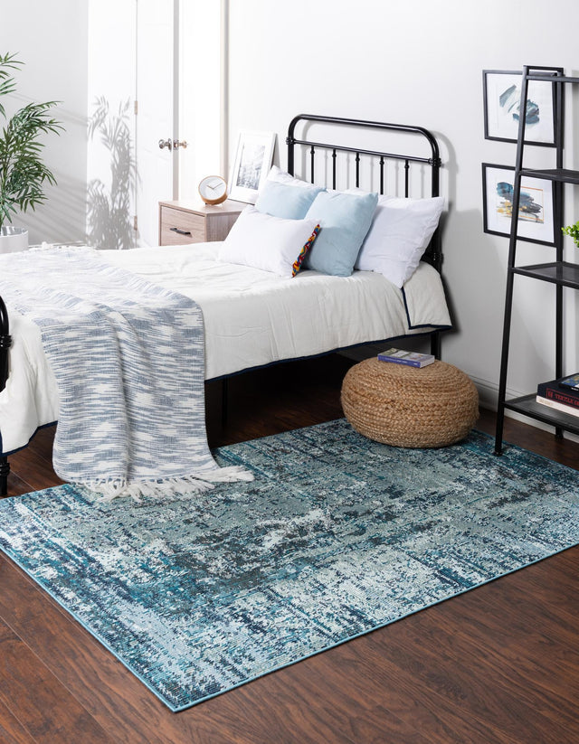 Blue 4' 1 x 6' 1 Starlight Rectangle Area Rug 100% Polypropylene Visually Appealing Unique Carpet for Living Rooms, Bedroom, Dining, Office for Sale at Rug Engine
