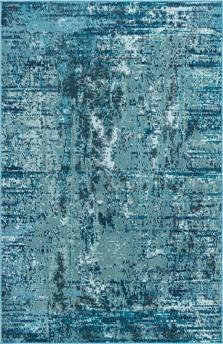 Blue 4' 1 x 6' 1 Starlight Rectangle Area Rug 100% Polypropylene Visually Appealing Unique Carpet for Living Rooms, Bedroom, Dining, Office for Sale at Rug Engine