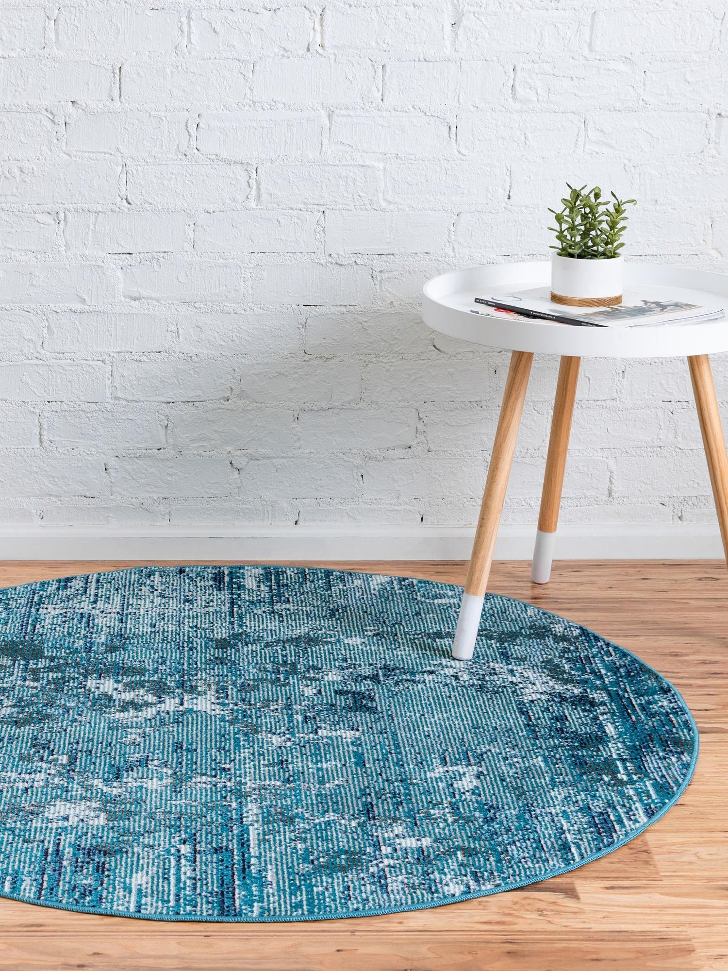 Blue 7' x 7' Starlight Round Area Rug 100% Polypropylene Visually Appealing Unique Carpet for Living Rooms, Bedroom, Dining, Office for Sale at Rug Engine