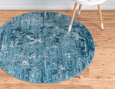 Blue 7' x 7' Starlight Round Area Rug 100% Polypropylene Visually Appealing Unique Carpet for Living Rooms, Bedroom, Dining, Office for Sale at Rug Engine