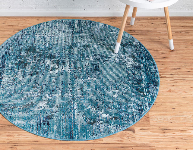 Blue 7' x 7' Starlight Round Area Rug 100% Polypropylene Visually Appealing Unique Carpet for Living Rooms, Bedroom, Dining, Office for Sale at Rug Engine