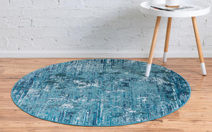 Blue 7' x 7' Starlight Round Area Rug 100% Polypropylene Visually Appealing Unique Carpet for Living Rooms, Bedroom, Dining, Office for Sale at Rug Engine