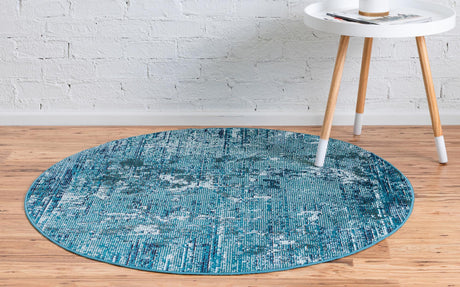 Blue 7' x 7' Starlight Round Area Rug 100% Polypropylene Visually Appealing Unique Carpet for Living Rooms, Bedroom, Dining, Office for Sale at Rug Engine